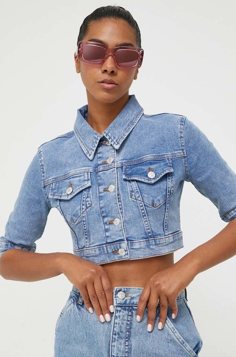 Rifľová bunda Moschino Jeans dámska, prechodná