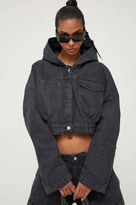 Traper jakna Moschino Jeans za žene, boja: crna, za prijelazno razdoblje