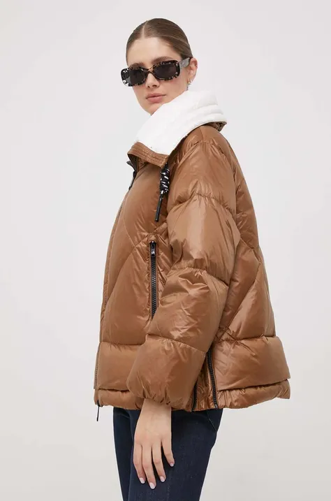 Пухова куртка Deha жіноча колір коричневий зимова