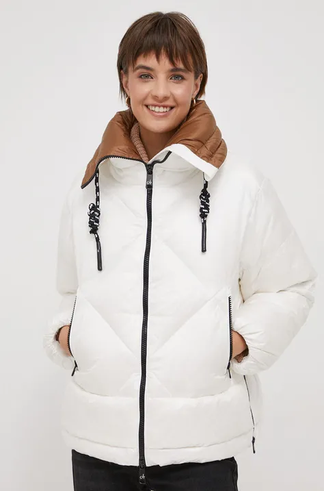 Pernata jakna Deha za žene, boja: bijela, za zimu, oversize