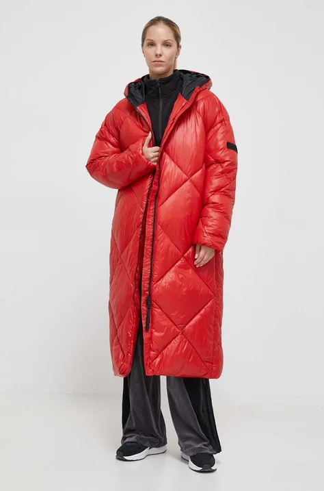 Куртка Didriksons жіноча колір червоний зимова oversize