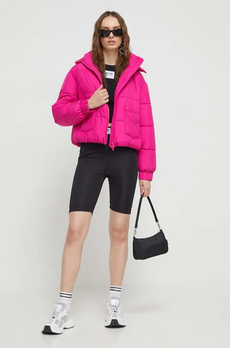 Moschino Jeans rövid kabát női, rózsaszín, téli