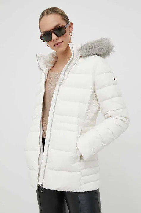 Tommy Hilfiger kurtka puchowa damska kolor beżowy zimowa