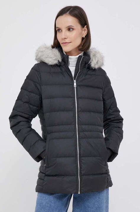 Tommy Hilfiger geaca de puf femei, culoarea negru, de iarna