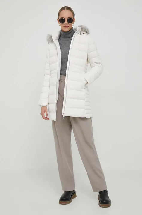 Пухова куртка Tommy Hilfiger жіноча колір бежевий зимова