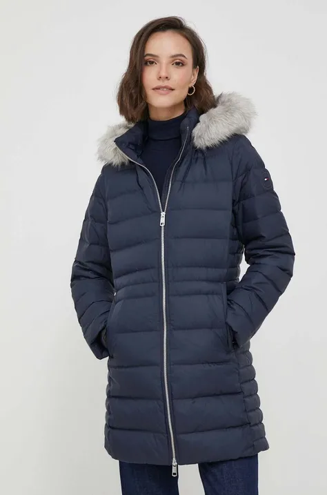 Пухова куртка Tommy Hilfiger жіноча колір синій зимова