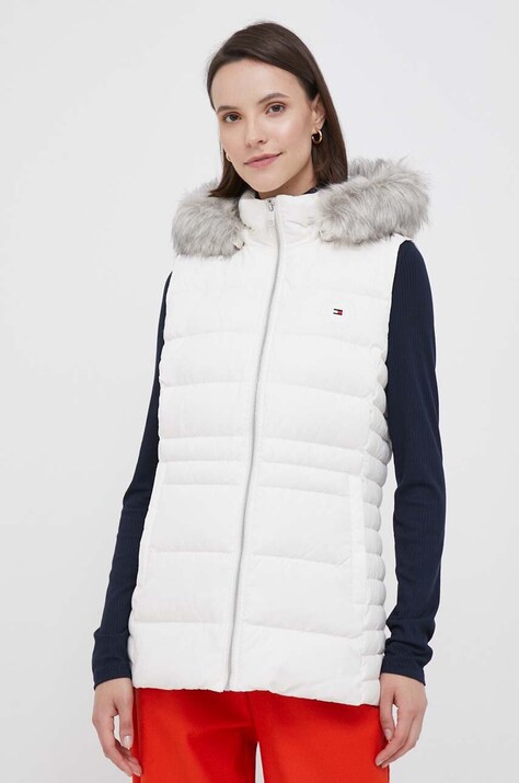 Tommy Hilfiger vesta de puf femei, culoarea bej, de iarna