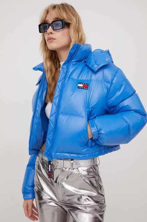 Tommy Jeans kurtka puchowa damska kolor niebieski zimowa DW0DW16572