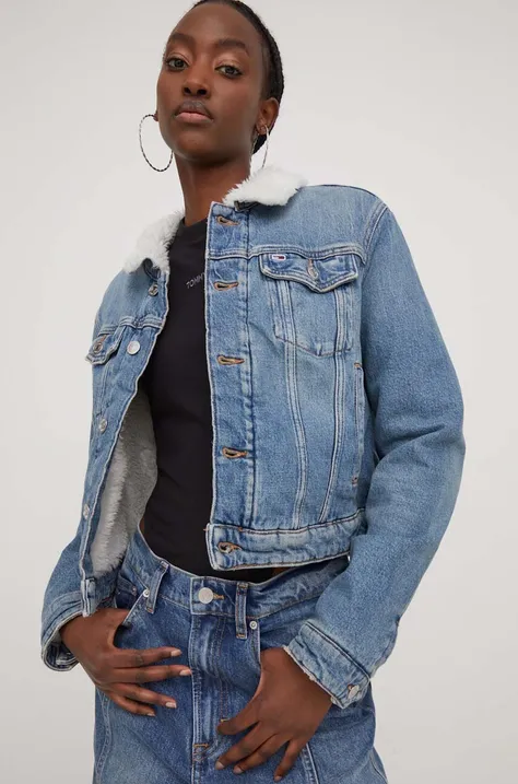 Traper jakna Tommy Jeans za žene, za prijelazno razdoblje