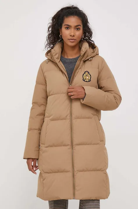 Пухова куртка Lauren Ralph Lauren жіноча колір бежевий зимова