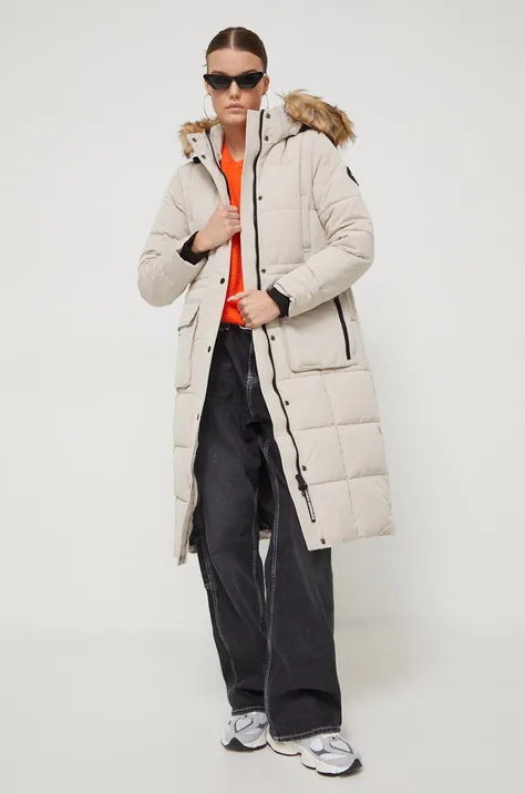 Куртка Superdry жіноча колір бежевий зимова
