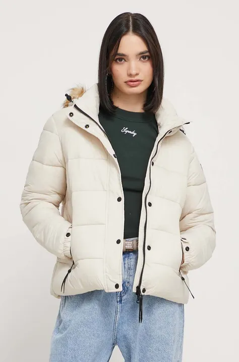 Куртка Superdry жіноча колір бежевий зимова