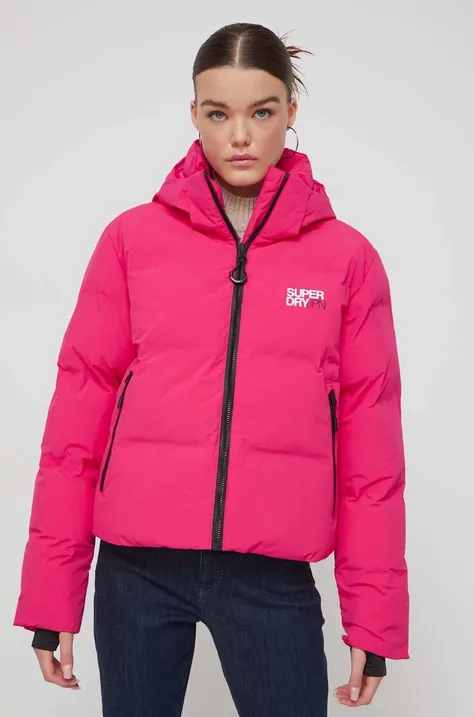 Superdry kurtka damska kolor różowy zimowa