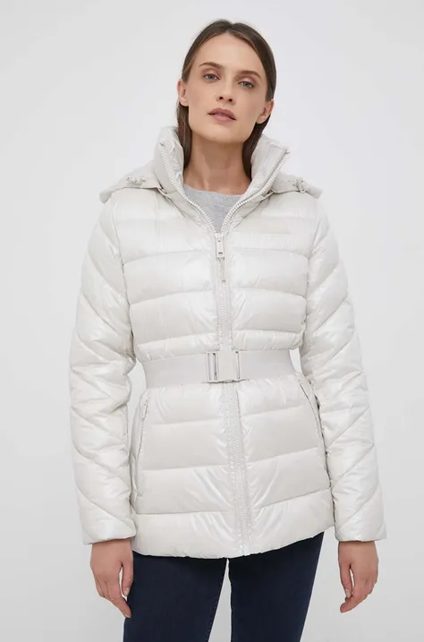 Calvin Klein kurtka damska kolor beżowy zimowa