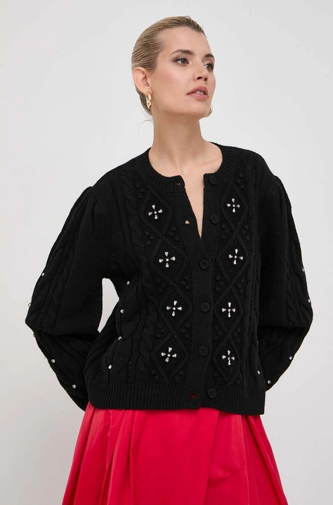 Twinset cardigan din amestec de lana culoarea negru