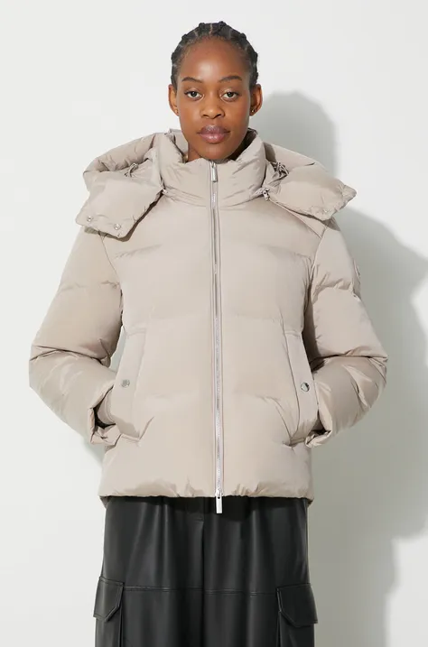 Páperová bunda Woolrich dámska, béžová farba, zimná