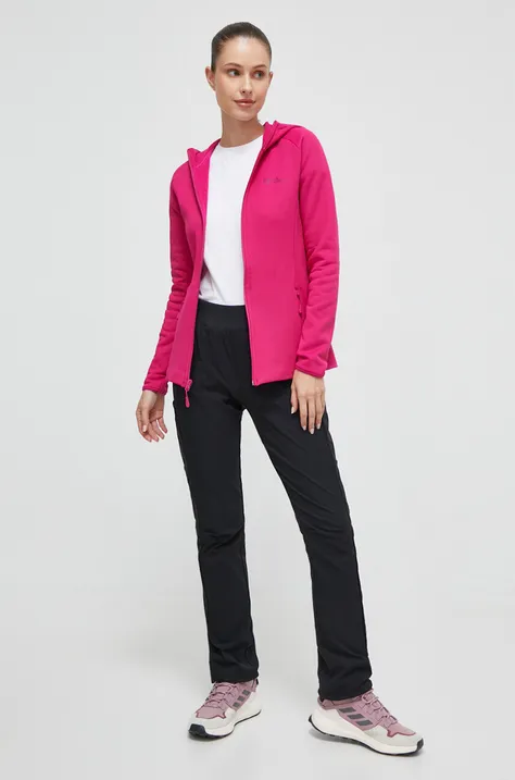 Αθλητική μπλούζα Jack Wolfskin Baiselberg χρώμα: ροζ, με κουκούλα