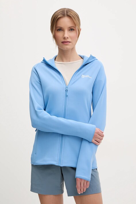 Jack Wolfskin hanorac Baiselberg culoarea roz, cu glugă, neted, 1710772