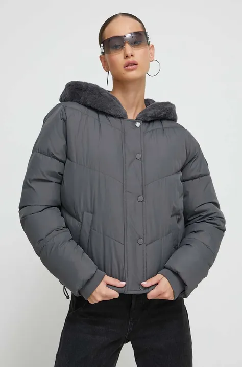 Hollister Co. rövid kabát női, szürke, téli, oversize