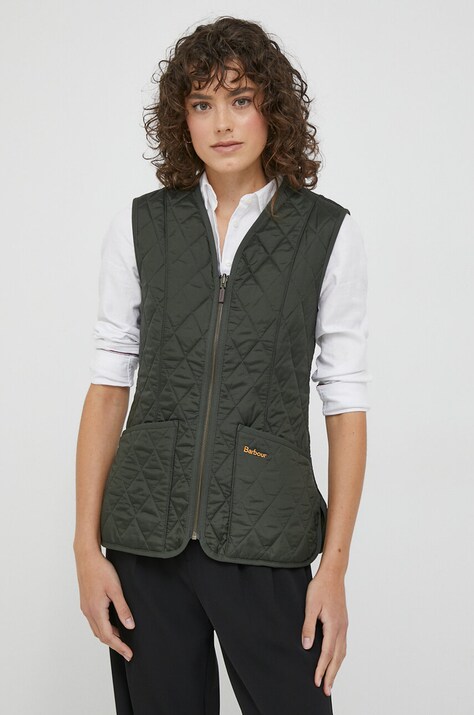 Barbour vesta femei, culoarea verde, de tranzitie