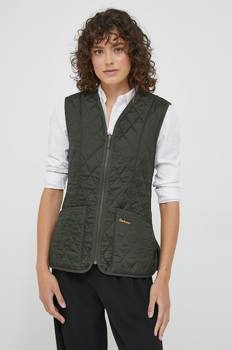 Barbour vesta femei, culoarea verde, de tranzitie