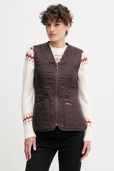 Barbour bezrękawnik damski kolor brązowy przejściowy