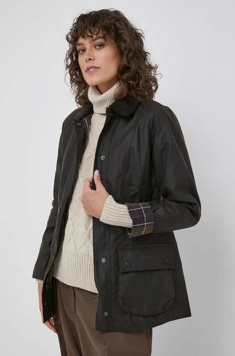 Bavlnená bunda Barbour Classic Beadnell Wax Jacket hnedá farba, prechodná