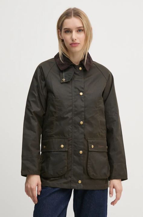 Barbour kurtka bawełniana Acorn Wax Jacket kolor zielony przejściowa LWX0752