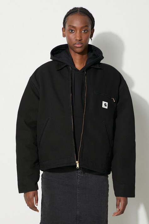 Džínová bunda Carhartt WIP dámská, černá barva, přechodná, oversize