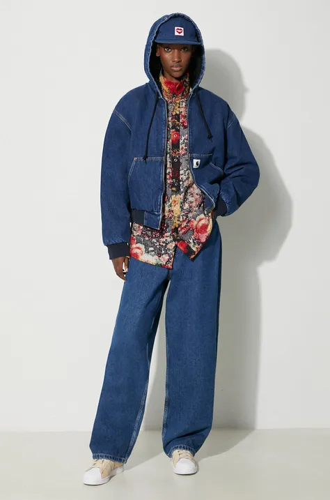 Traper jakna Carhartt WIP za žene, boja: tamno plava, za prijelazno razdoblje, oversize