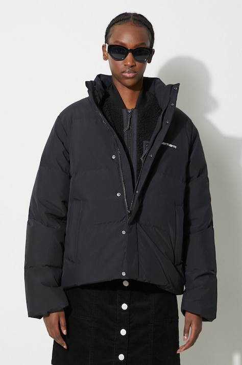 Pernata jakna Carhartt WIP za žene, boja: crna, za zimu, oversize
