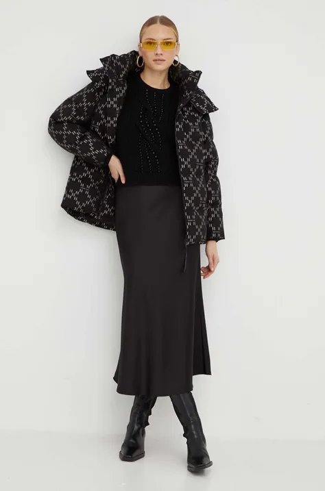 Karl Lagerfeld kurtka puchowa damska kolor czarny zimowa