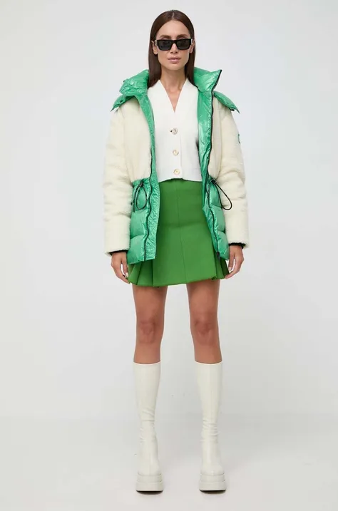 Karl Lagerfeld kurtka puchowa damska kolor zielony zimowa