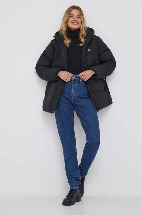 Bunda Calvin Klein Jeans dámska, čierna farba, zimná, oversize