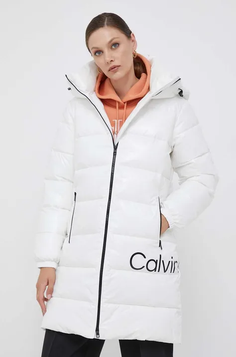 Calvin Klein Jeans kurtka damska kolor biały zimowa