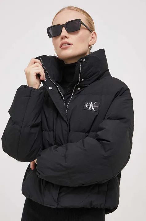 Pernata jakna Calvin Klein Jeans za žene, boja: crna, za zimu, oversize