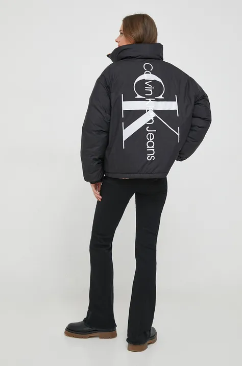 Двусторонняя куртка Calvin Klein Jeans женская цвет чёрный зимняя oversize