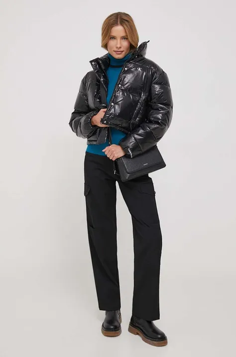 Куртка Calvin Klein Jeans жіноча колір чорний зимова oversize