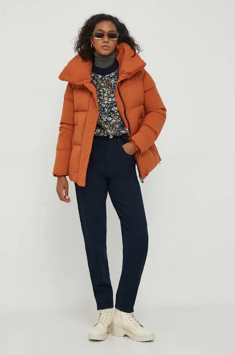 Hetrego kurtka puchowa damska kolor pomarańczowy zimowa