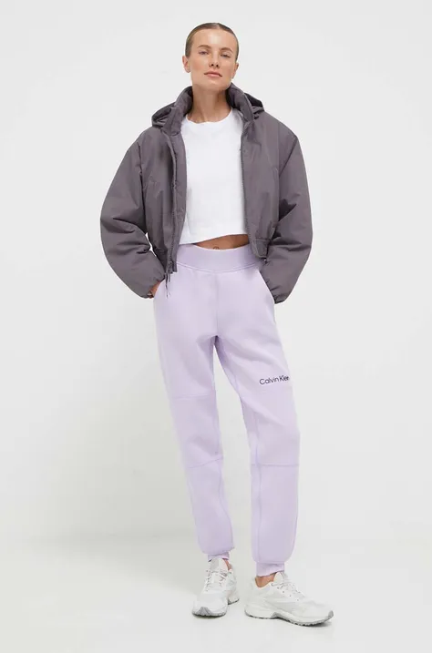 Športová bunda Calvin Klein Performance fialová farba, prechodná, oversize