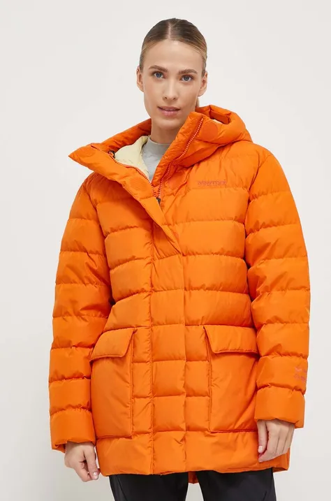 Пуховая куртка Marmot женская цвет оранжевый зимняя