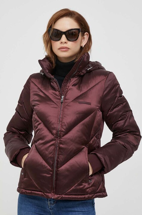 Calvin Klein geaca femei, culoarea bordo, de iarna