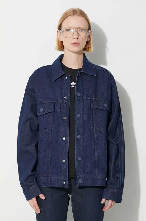 Traper jakna adidas Originals Denim Jacket za žene, boja: tamno plava, za prijelazno razdoblje, oversize, IN0265