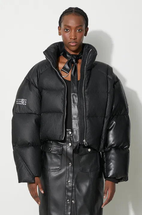 Péřová bunda MM6 Maison Margiela Sportsjacket dámská, černá barva, zimní, oversize, S62AN0115