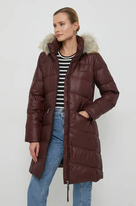 Пуховая куртка Calvin Klein женская цвет бордовый зимняя