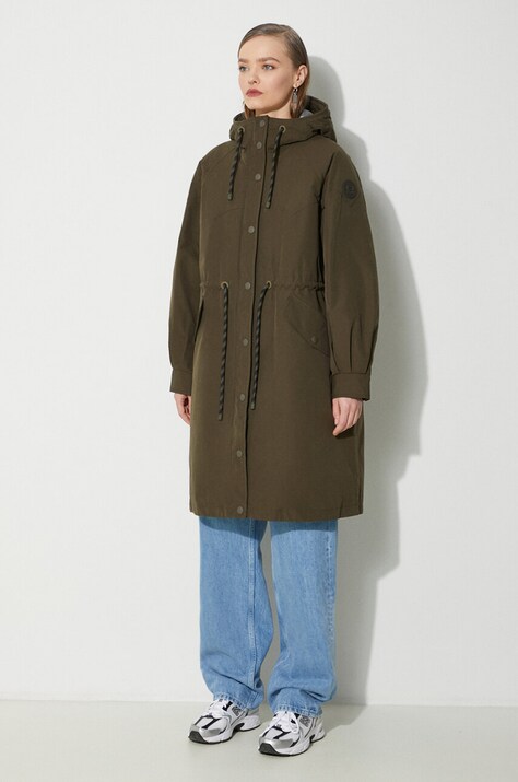 Куртка Woolrich Check Lined Long Parka жіноча колір зелений зимова CFWWOU0854FRUT3490