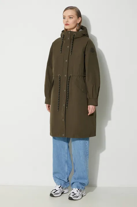Куртка Woolrich Check Lined Long Parka жіноча колір зелений зимова CFWWOU0854FRUT3490