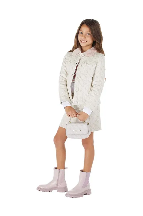 Dětská riflová bunda Guess béžová barva