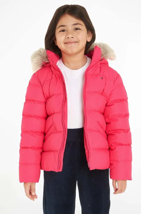 Дитяча пухова куртка Tommy Hilfiger колір рожевий
