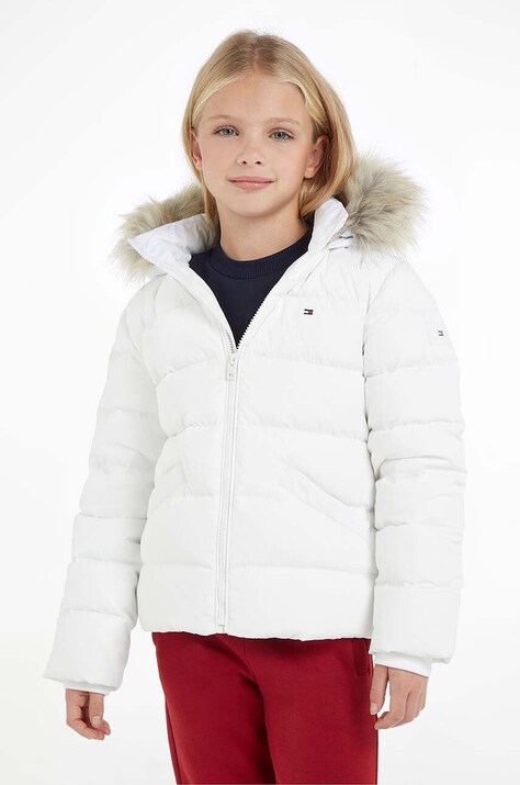 Tommy Hilfiger geaca de puf pentru copii culoarea alb